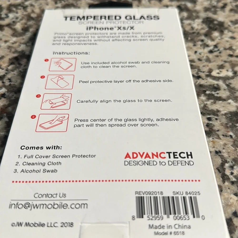 New PRIMO Tempered Glass Full Cover Screen Protector Fits iPhone X and Xs.